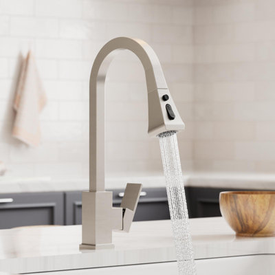 Robinet d'évier de cuisine à poignée simple à double jet avec fonction de pause 1,6 gallon par minute