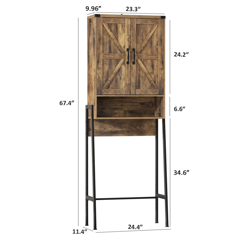 Rangement autoportant au-dessus de la toilette Hulme, Brun