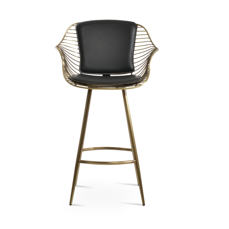 Tabouret de bar et de comptoir Zebra Galata, Petit tabouret (siège d'une hauteur de 22 po), Laiton, Noir