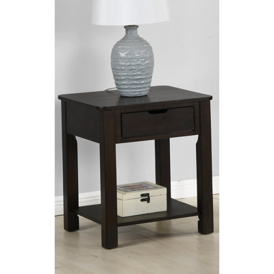 Fiorenza 20"W Dark Brown MDF End Table with Drawer