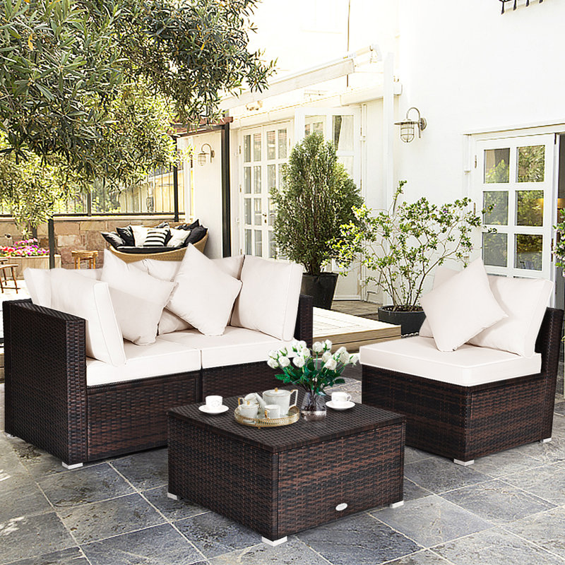 Bridger 4 - Person Patio Conversation Sets with Cushions, Beige