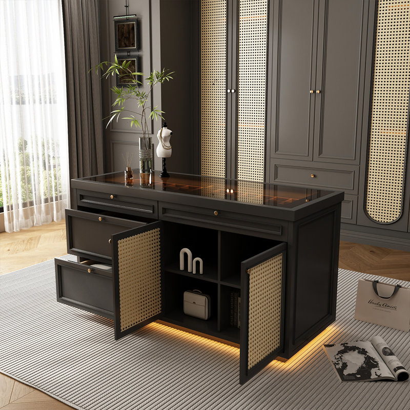 Vitrine de rangement 47,24 "rectangulaire noire pour bijoux