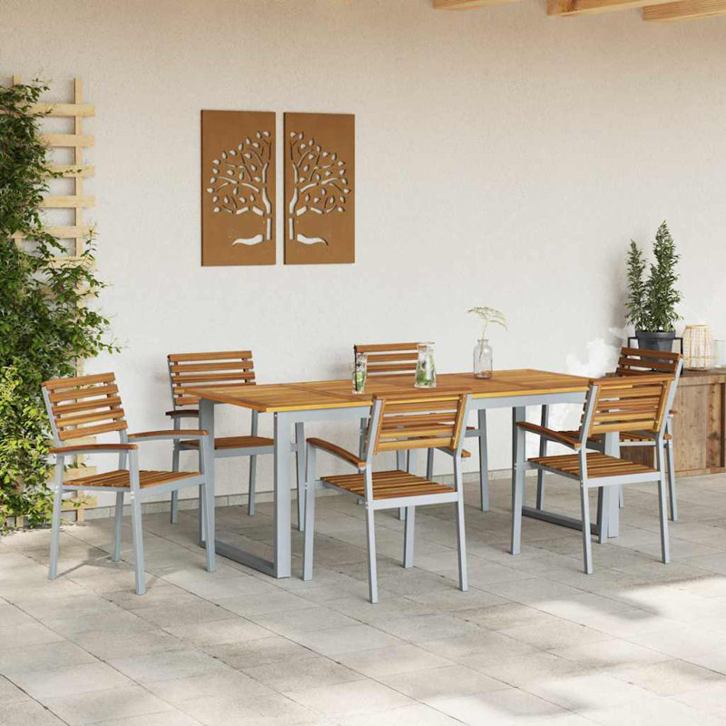 7 Piece Garden Dining Set Metal