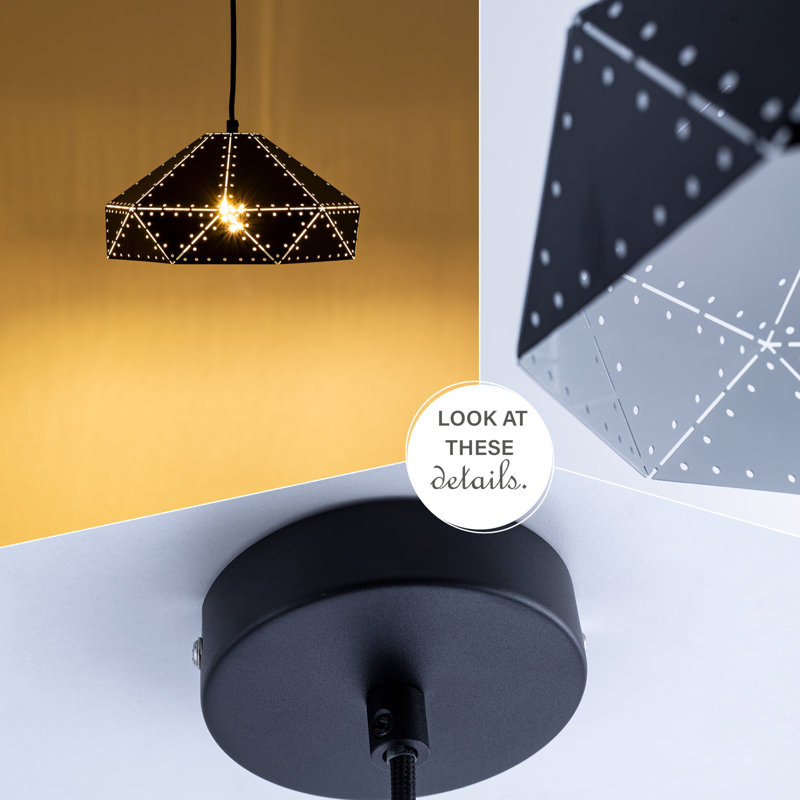 Poe 1 - Light Single Pendant, Black/White