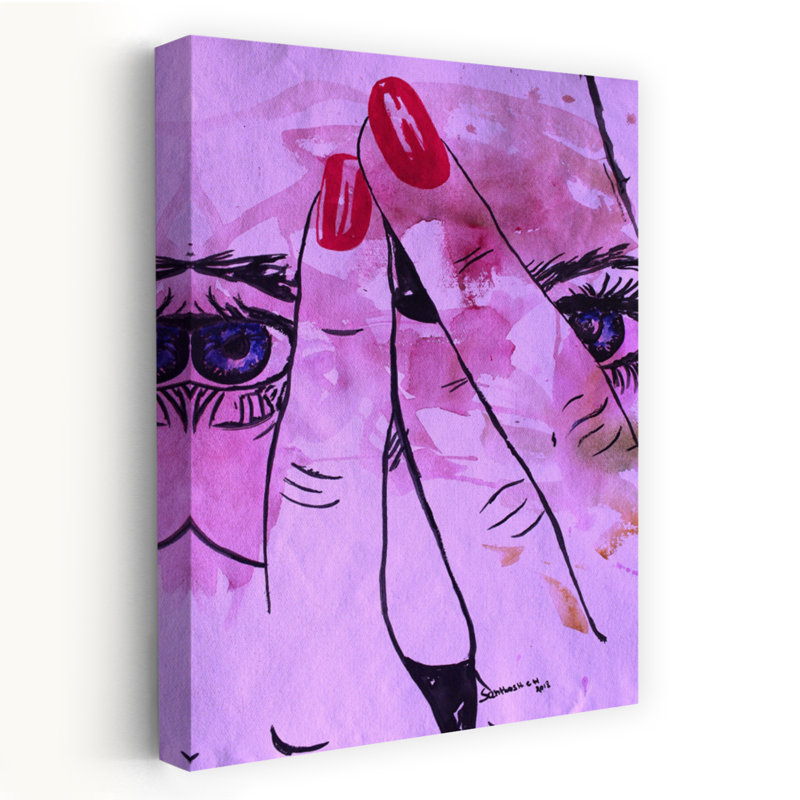 «Red Nails Blue Eyes», reproduction d'art murale contemporaine abstraite, 18" H x 12" W