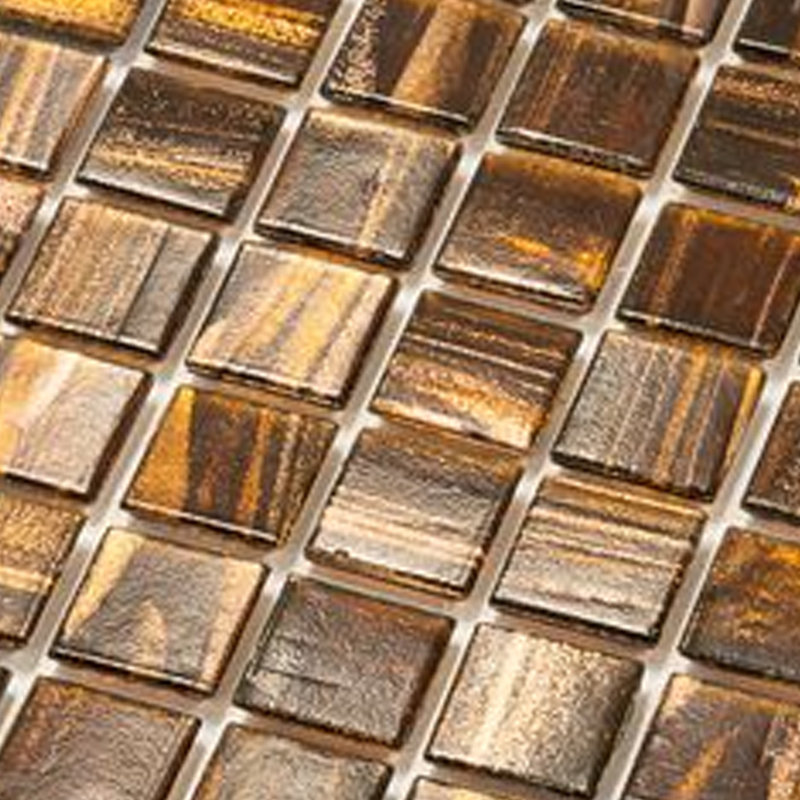 Celestial 12”X 12” Glossy Brown and Gold Glass Mosaic Wall and Floor Tile (20 Sq. Ft./Case) (20-Pack), Brown/Gold