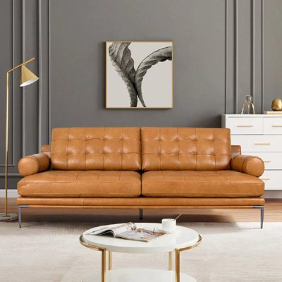 Kimberly Leather Mid-Century Sofa