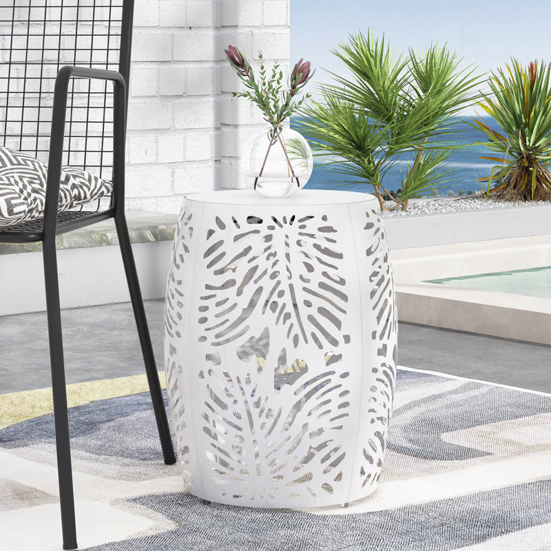 Table d'appoint en métal, Blanc