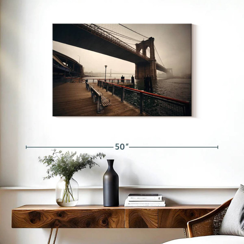 Lilie Foggy Brooklyn Bridge, H 24 po x l 36 po