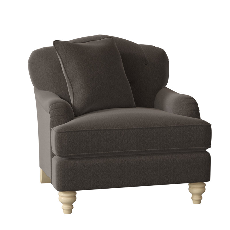 Fauteuil large capitonné 38 po Sullivan, Anello 42 sergé performance gris foncé, Manhattan, Non