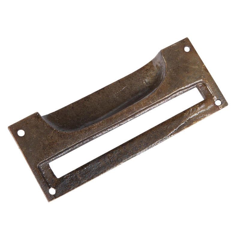Hammer & Tongs - Filing Cabinet Cup Handle with Card Frame - W130mm x H50mm - Brass