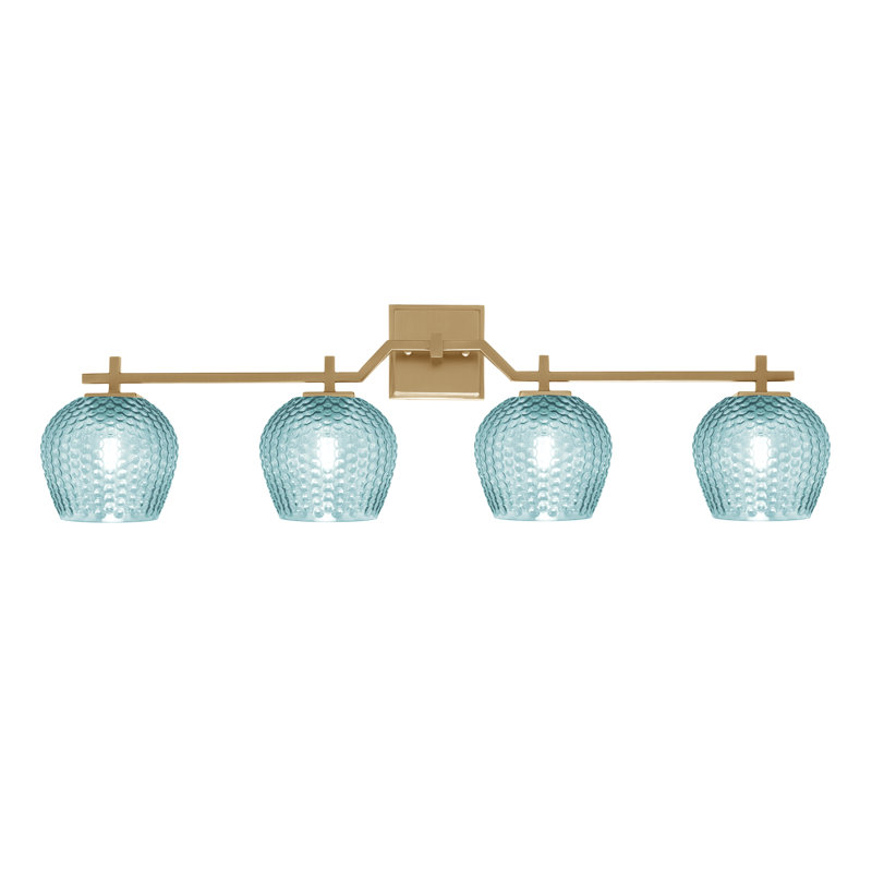 Bar pour salle de bain Headland illustré avec verre texturé fumée de 6 po, Laiton, H 10 po x l 35,75 po x P 6,25 po