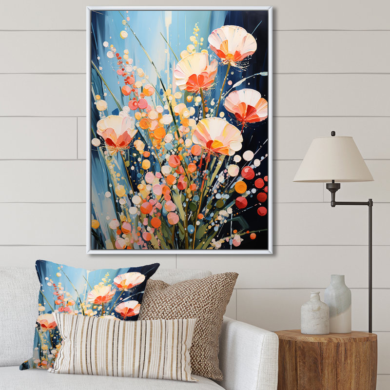 «Garden Delights Wild Expression Blooms II», reproduction d'art sur toile, Cadre flottant blanc, H 40 po x l 30 po x P 1,5 po