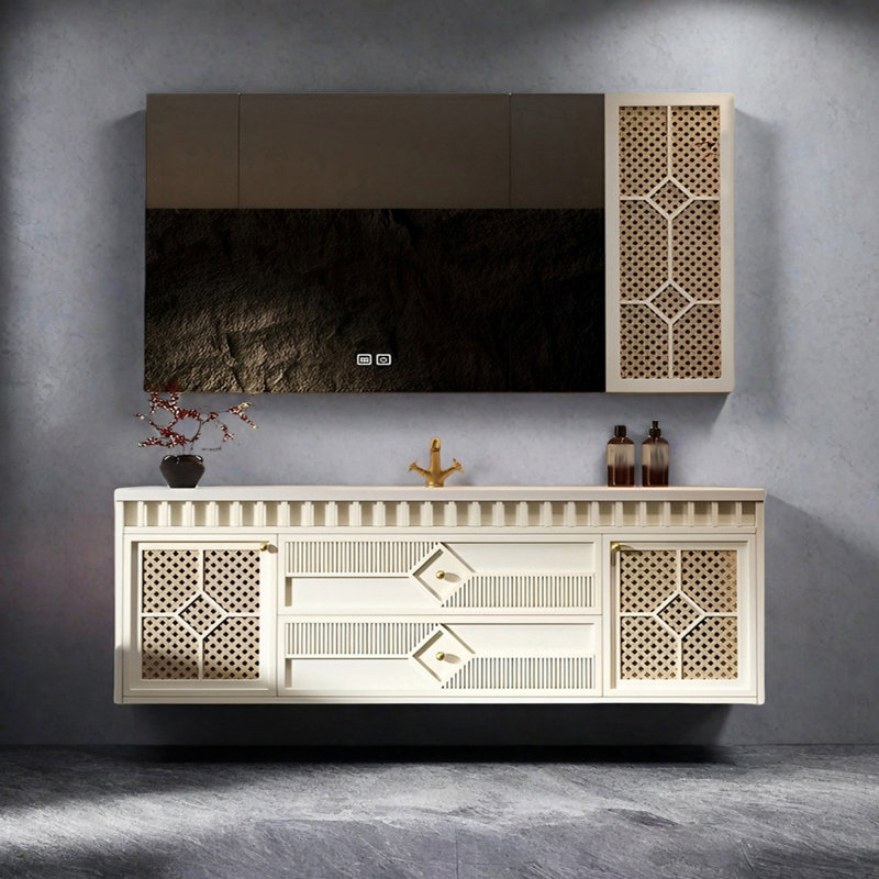 French style rock plate bathroom cabinet, 55"