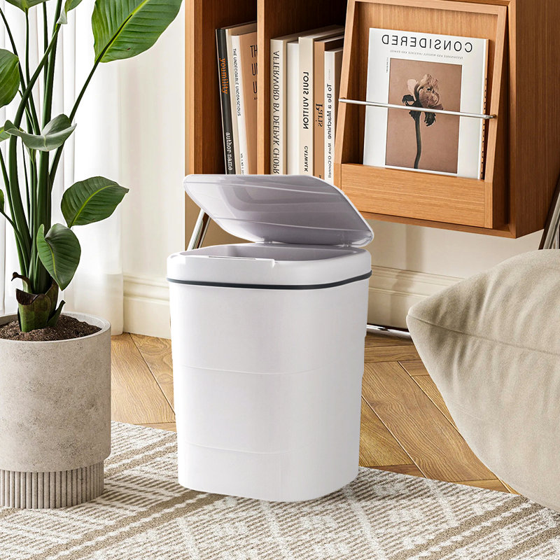 PP Touch Top Waste Bin, 14L, White