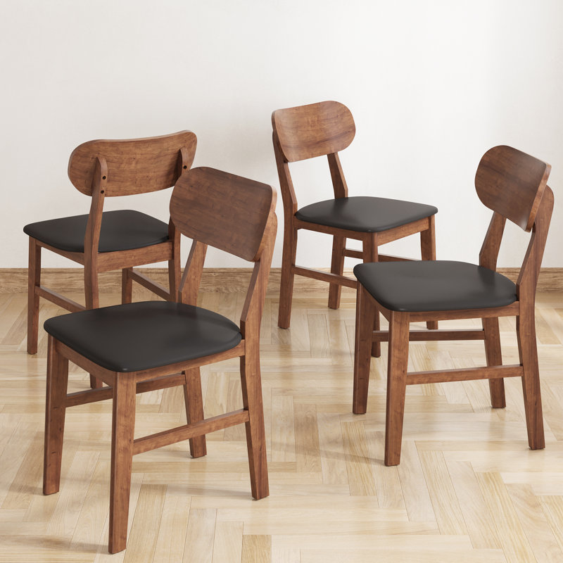 Englehart Rubber Wood Dining Chairs Set Of 4, Black/Brown