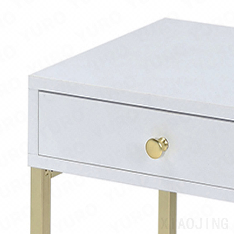 White And Brass 1-Drawer Side Table