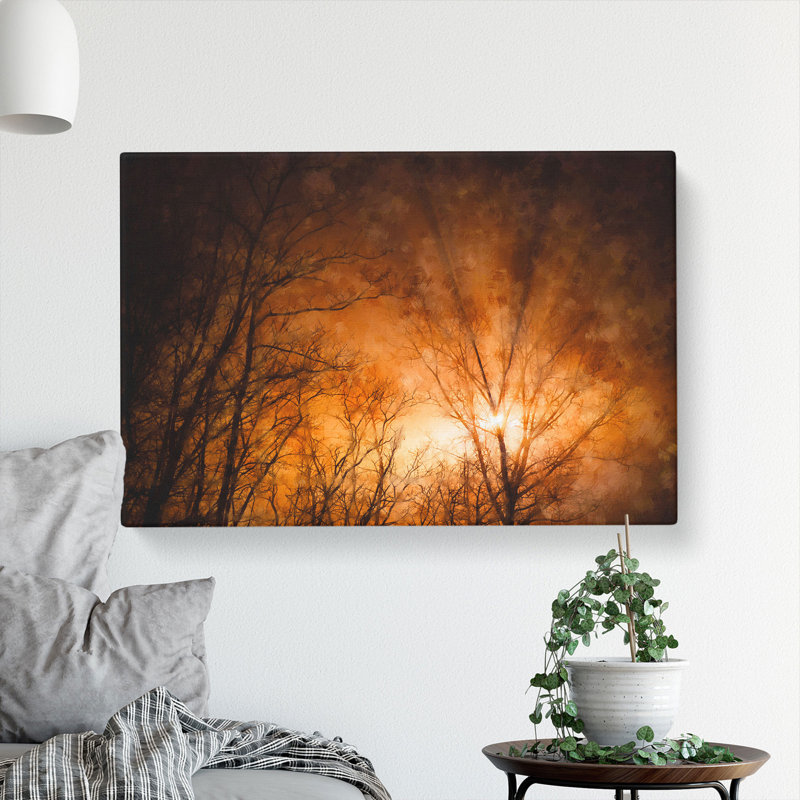 Sun Rays Through The Trees - Wrapped Canvas Print, 35cm H x 50cm W x 3cm D