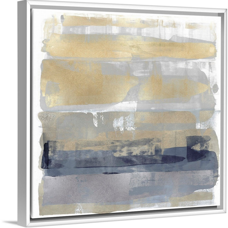 Reproduction d’art sur toile, "astract expressions or" par David Moore, Cadre blanc, H 14 po x l 14 po x P 1,75 po