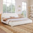 Liz Boucle Upholstered Bed With Curved Headboard & Wooden Frame-119729036-118728742