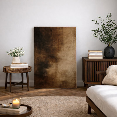 Rich Dark Brown and Warm Golden Brown Blended Wall Accent – Pictures Framed Canvas Print Wall Art