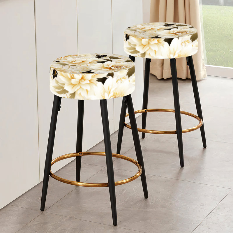 Ensemble de 2 tabourets de bar Beige Antique Flower Harmony