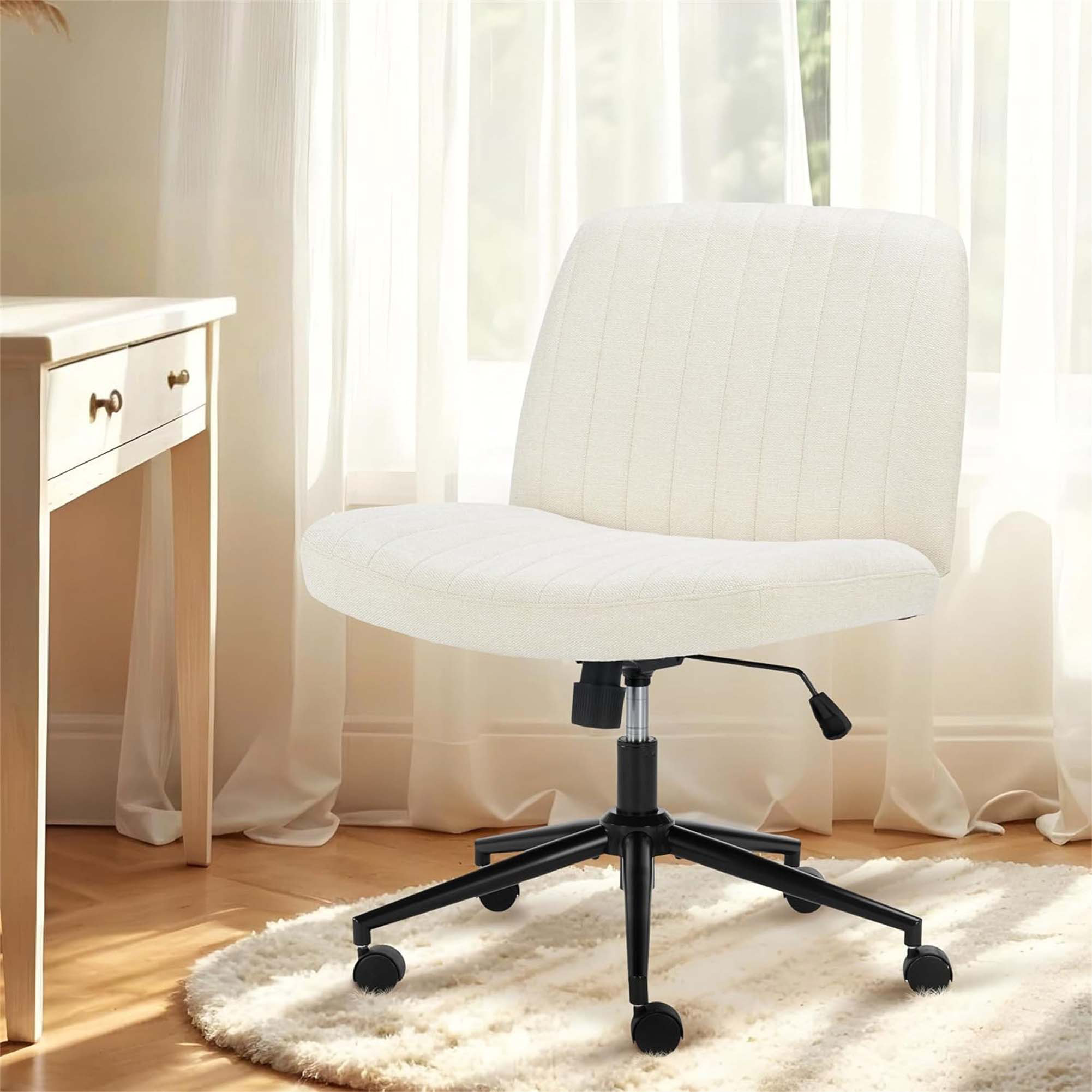 Ebern Designs Criss Cross Chair With Wheels, Armless Legged Office Desk ...