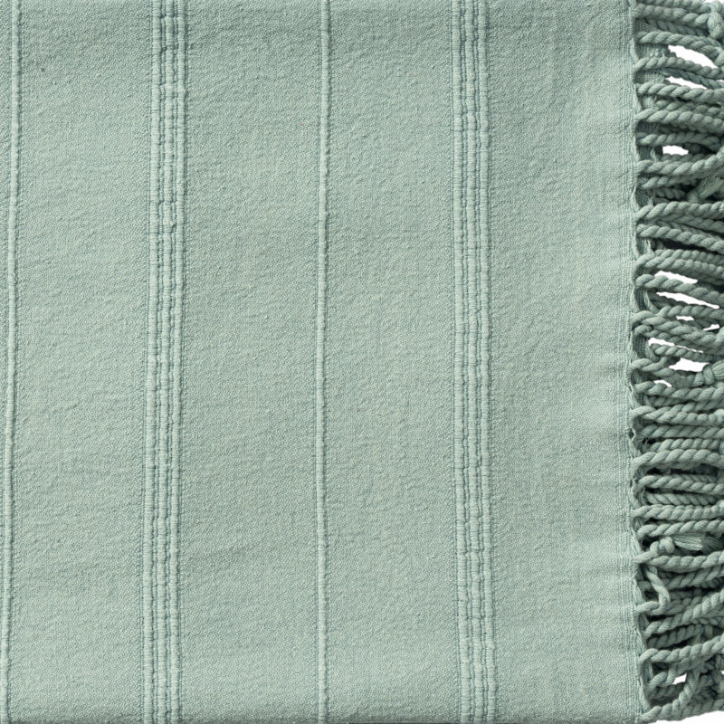 Jeté rayé en coton tissé, Vert