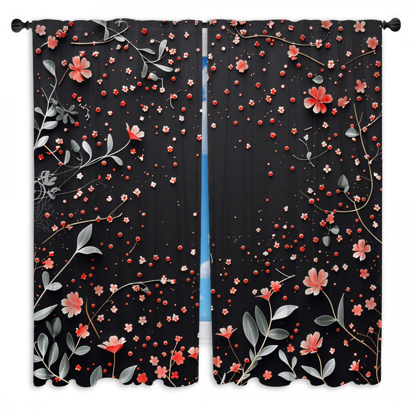 Rideaux de fenêtre à motif floral obscurcissant et obscurcissant - 2 panneaux, 40in x 80in - 2 panels, Transparent