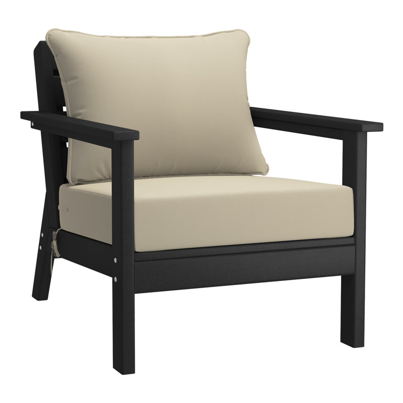 Chaise avec coussins Hydea, Noir, Beige