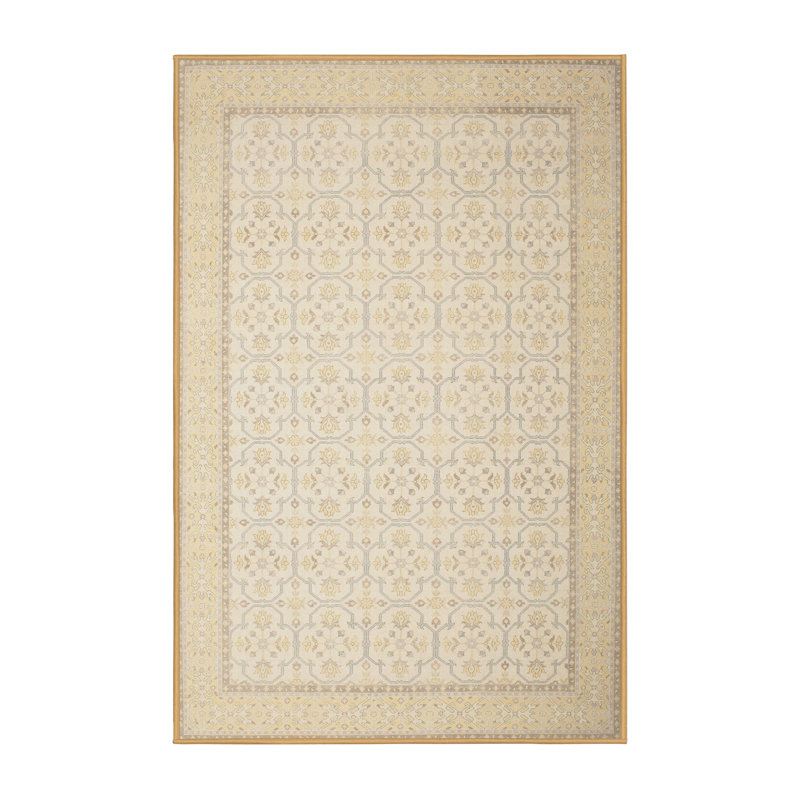 Tapis contemporain beige / olive clair, Rectangle 7 pi x 9 pi