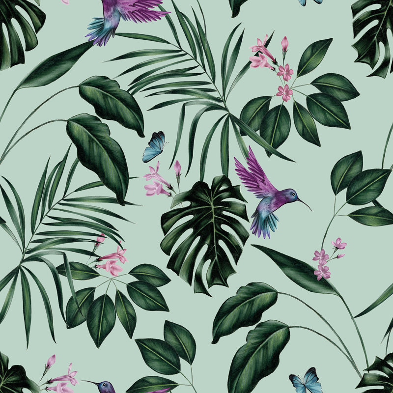  Rouleau de papier peint colibri, Menthe