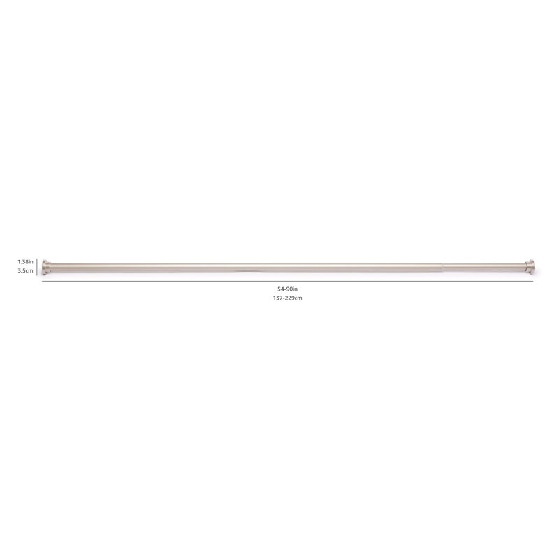 Tringle à rideaux à tension réglable pour une utilisation intérieure et extérieure, sans installation de perceuse, diamètre de 1 pouce, métal léger avec finition nickel, supporte solidement les tissus lourds