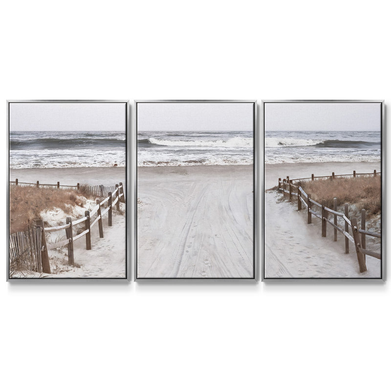OBX Path, reproduction sur toile 3 pièces, Argenté, H 36 po x l 75 po x P 2 po