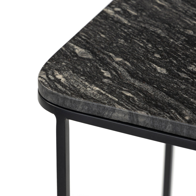 Adalley Marble End Table, Matte Black, Polished Black