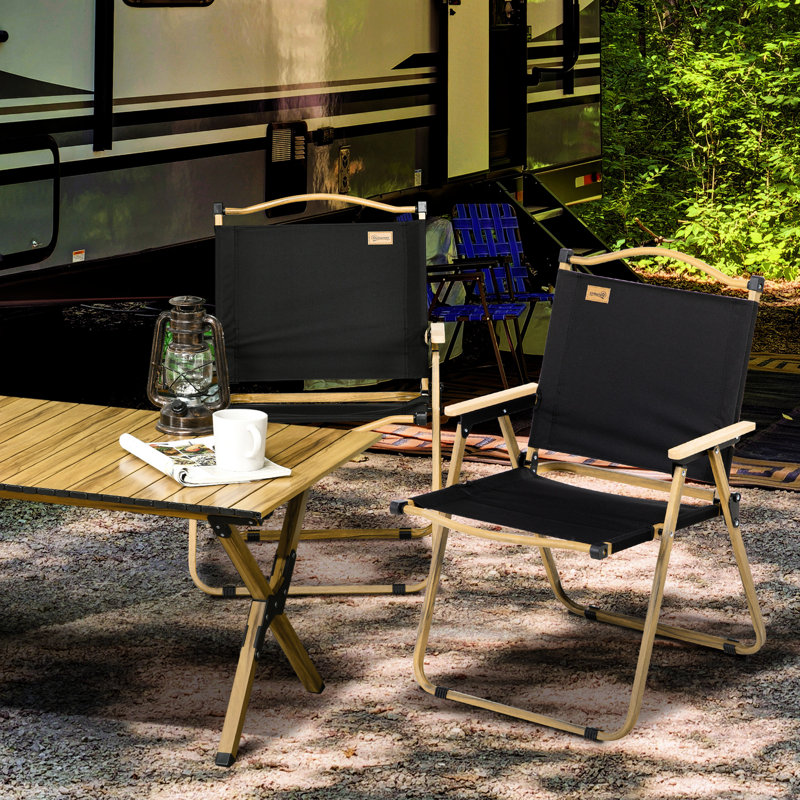2 Pack Folding Camping Chairs, Lightweight & Portable For Beach, Fishing. Black. Collapse And Carry With Handles. Steel Frame, Strong Fabric. , Non-Slip Ground. 21.25"L X 23.25"W 30.75"H. 5.6Lb 2