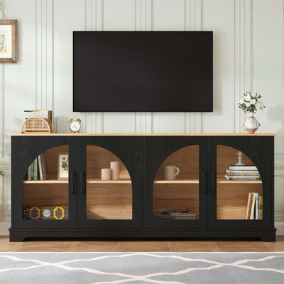 Console en bois avec gestion des câbles pour le salon