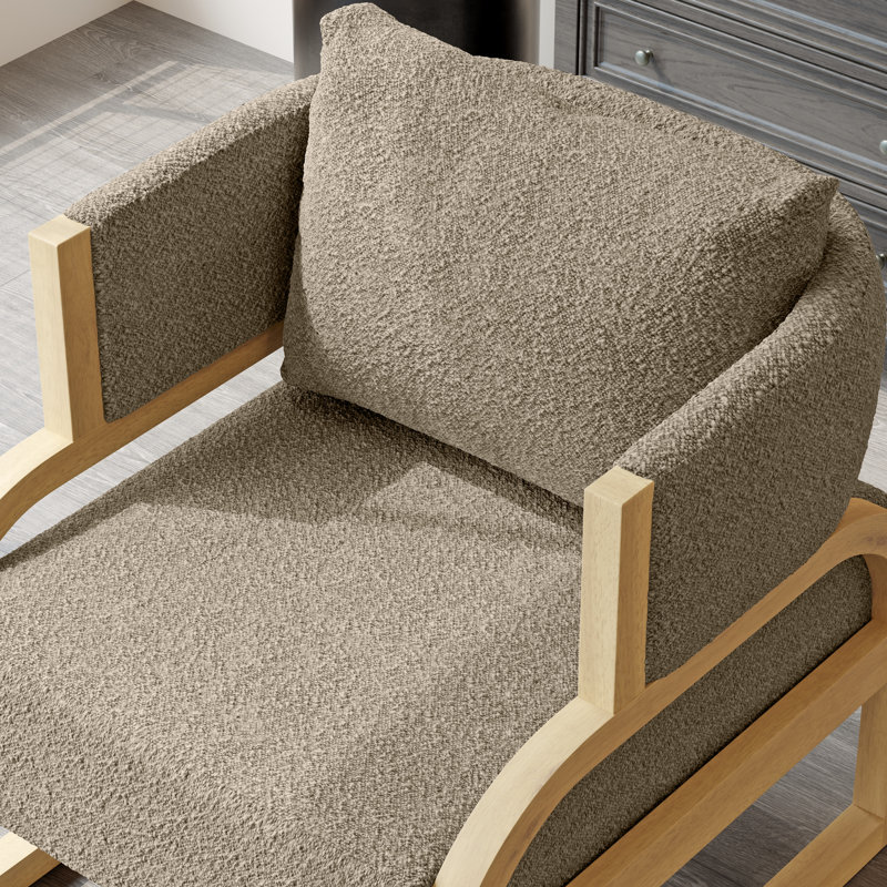 Brayden Accent Chair, Natural Wood, Tan Polyester
