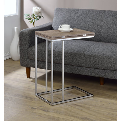 Weathered Oak & Chrome Finish Accent Table