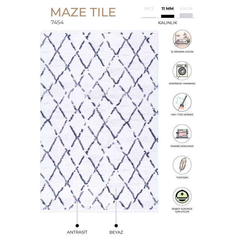 Tapis Konni, Rectangle 4 pi x 5 pi 11 po