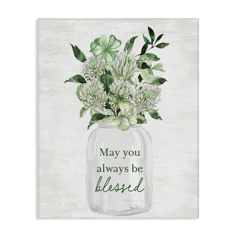 Toile «Be Blessed Lucky Spring Flowers», design avec lettres et doublure, H 20 po x l 16 po