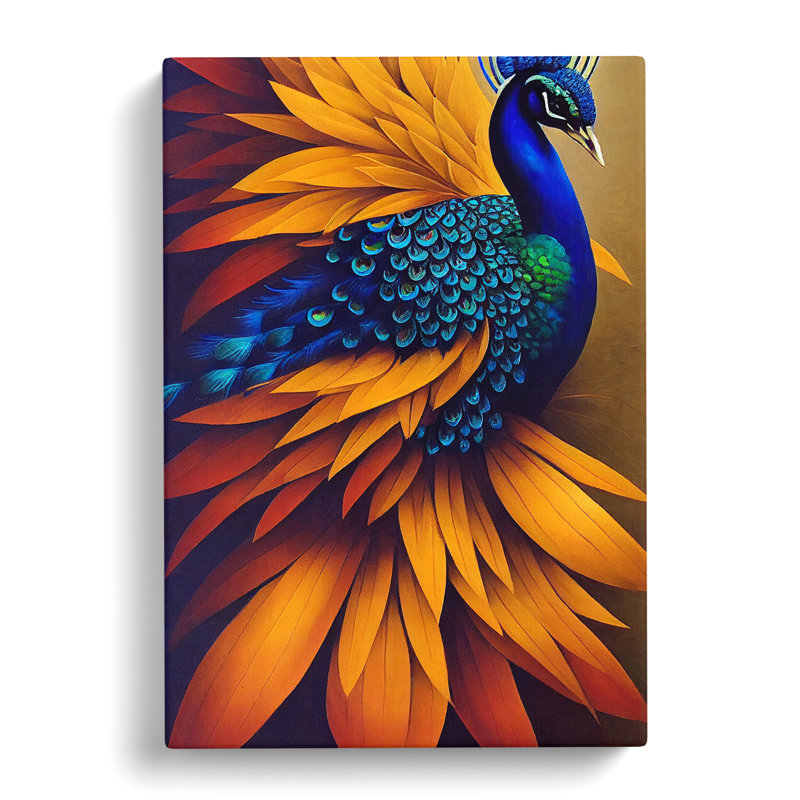 XC1022-1697X Contemporary Peacock - Wrapped Canvas Print, 60cm H x 40cm W x 3cm D