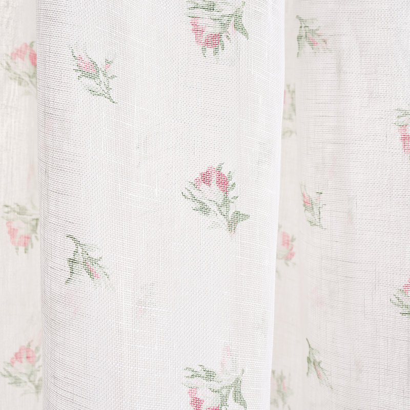 Tissu transparent floral Margie, Rose