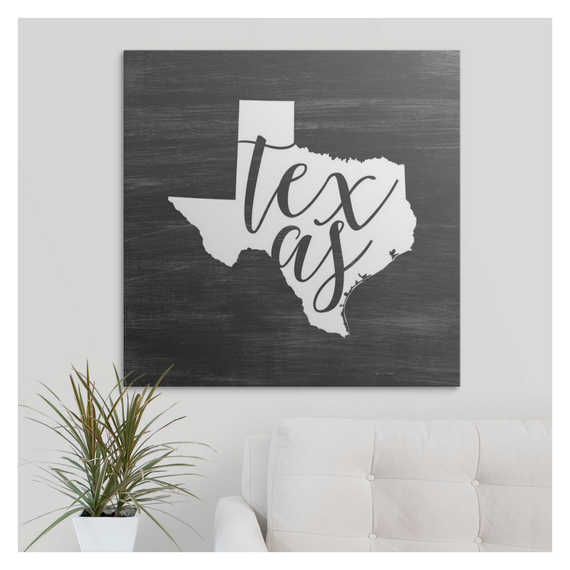 « home state typography texas », impression sur cercle intérieur, H 16 po x l 16 po x P 1,5 po, Toile