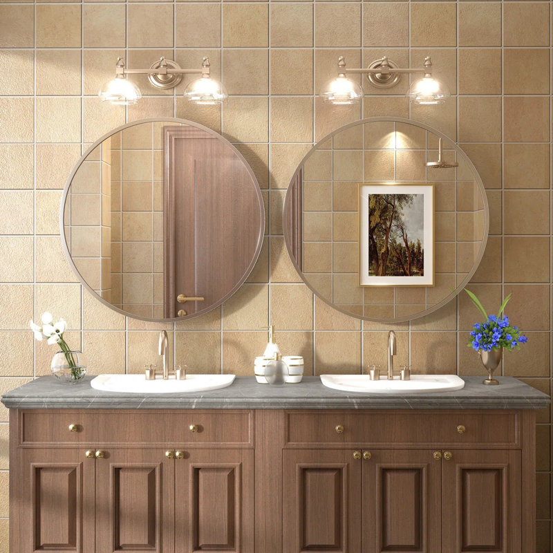 Miroir de salle de bain Amara, Argent brossé, 24 po x 24 po
