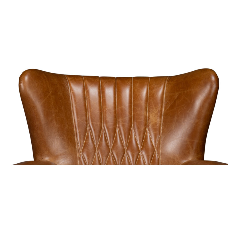 Bugatti Swivel Club Chair, Cuba Brown Genuine Leather