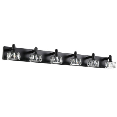 Moderne abat-jour en verre de cristal à 6 lumières DEL noir mat. Applique murale pour le style maison. , Installation simple avec marches en verre. Meuble-lavabo élégant. Rouille, méthode facile à installer
