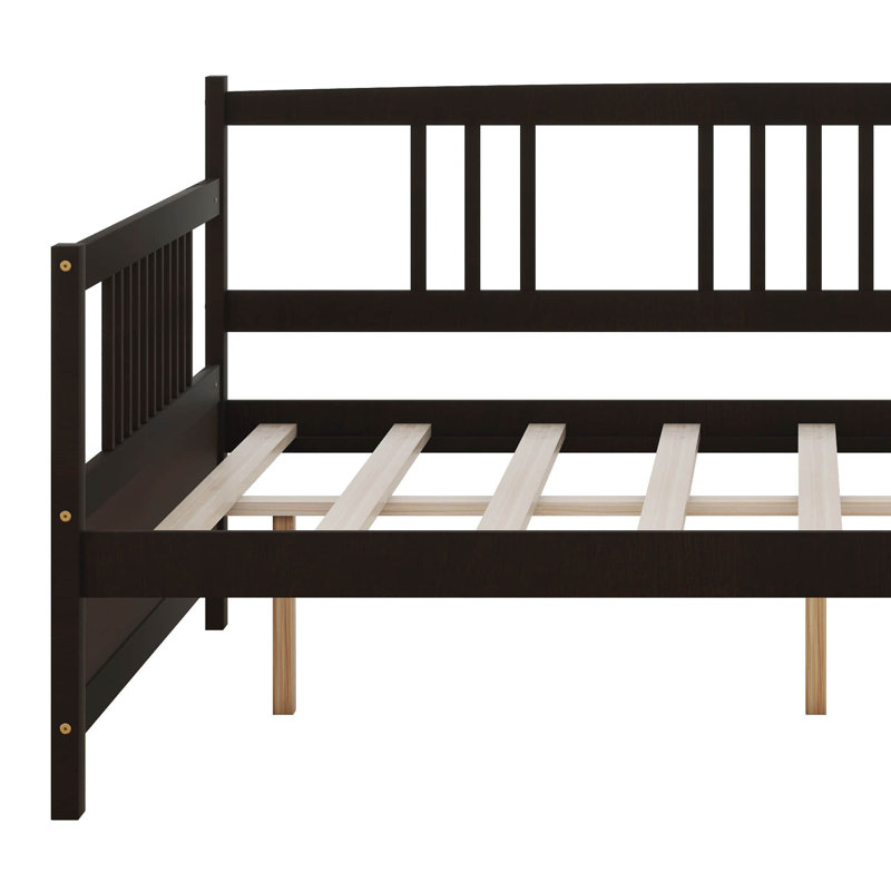 Full Size Wood Daybed Frame, Sofa Day Bed With Wooden Slats Support For Bedroom Living Guest Room, No Box Spring Needed