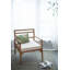Chaise avec accoudoirs en bois de teck bohémien avec coussin en mousse blanche, 28 po x 31 po x 34 po