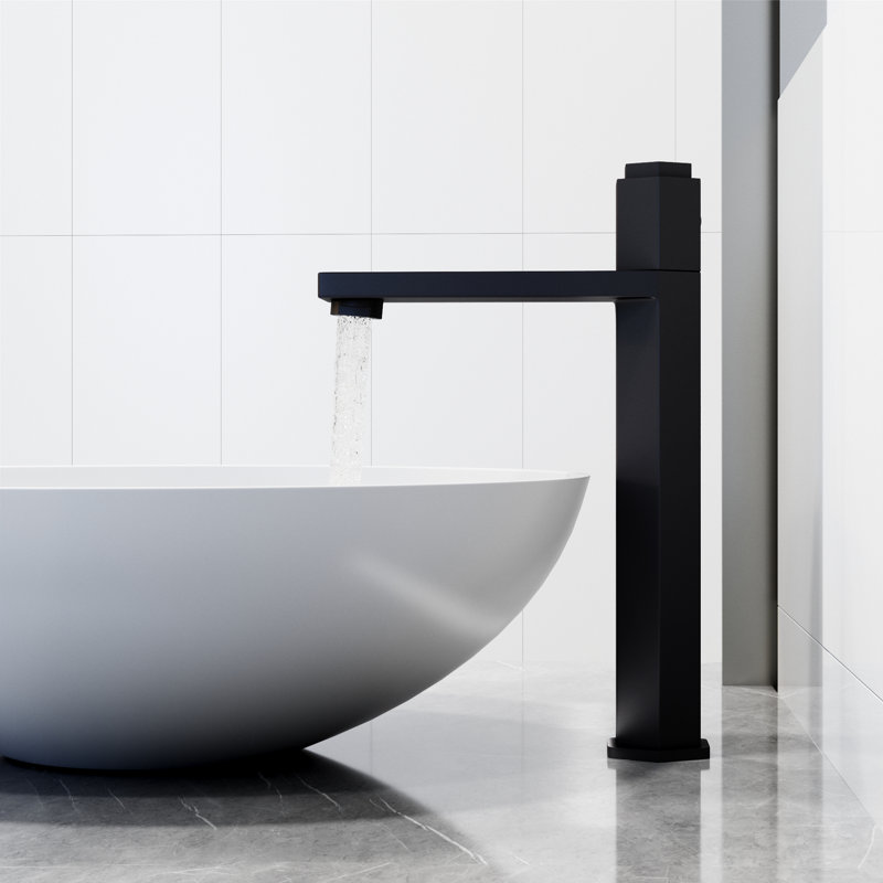 Nova 10" H Single Handle Vessel Sink Bathroom Faucet, Matte Black